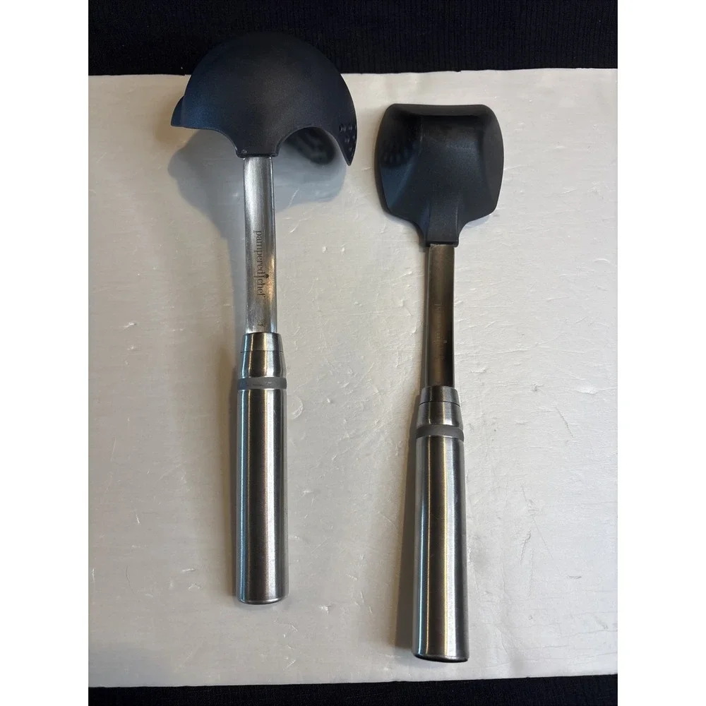 Pampered Chef 2 Utensils, Straining Ladle W/ Pour Spout, Scoop & Serve Spoon